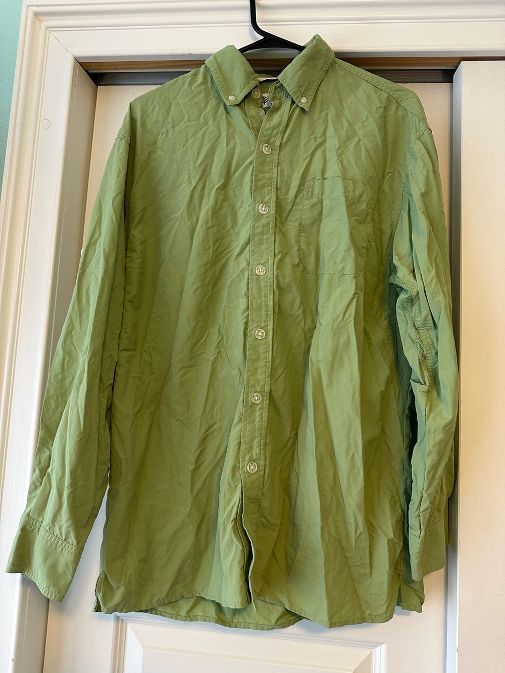 Coolibar UPF 50+ Lime Green Long Sleeve Button Down Vented Shirt Front Pocket M
